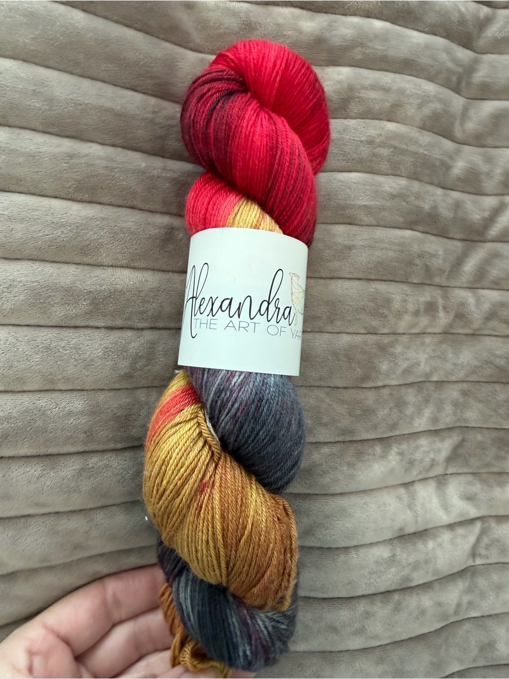 Luxury Multicolor Yarn - Red, Gold, Gray Blend